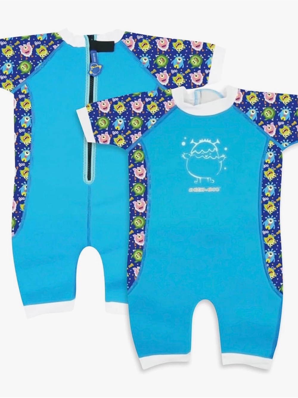Cheekaaboo Neoprene Short-Sleeve Kids One-Piece Swimsuit Monster UPF wetsuit